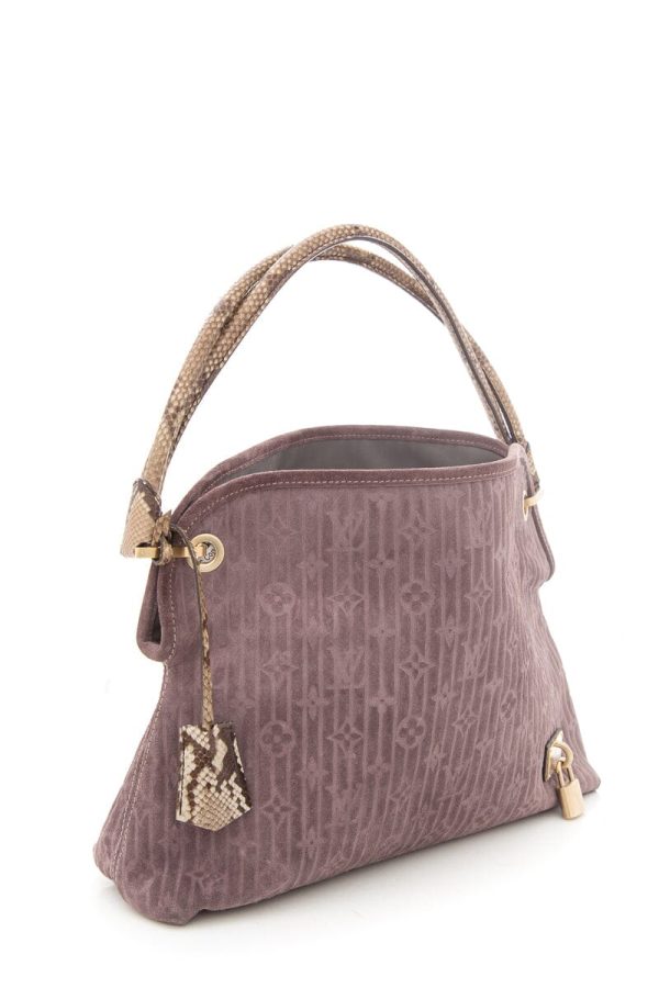 Louis Vuitton 2008 Python Trimmed Suede Whisper Handbag Discount