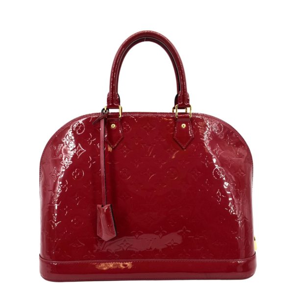 LOUIS VUITTON Alma GM Monogram Vernis Leather Satchel Bag Red Online now