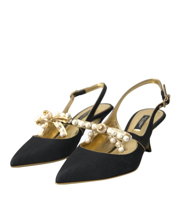 Dolce & Gabbana  DG Pointed Toe Slingback Pumps Black Hot on Sale