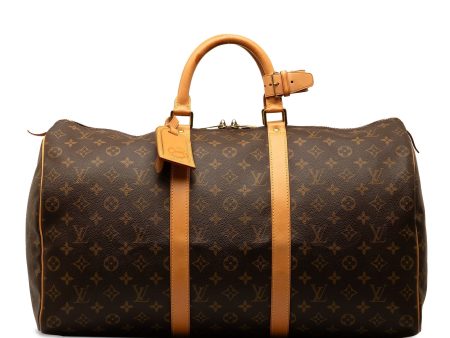 Brown Louis Vuitton Monogram Keepall 50 Travel Bag Supply