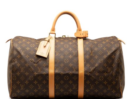 Brown Louis Vuitton Monogram Keepall 50 Travel Bag For Discount