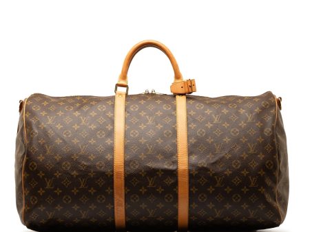 Brown Louis Vuitton Monogram Keepall Bandouliere 60 Travel Bag Online now