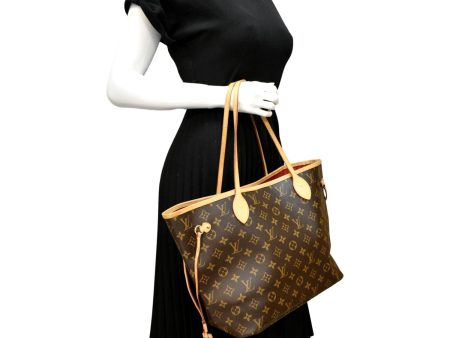 LOUIS VUITTON  Neverfull MM Monogram Canvas Tote Bag Brown Red on Sale