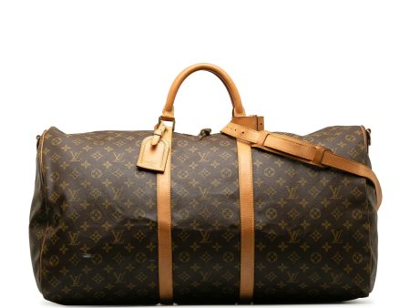 Brown Louis Vuitton Monogram Keepall Bandouliere 60 Travel Bag on Sale