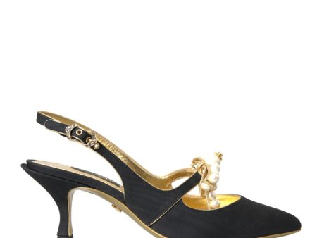 Dolce & Gabbana  DG Pointed Toe Slingback Pumps Black Hot on Sale