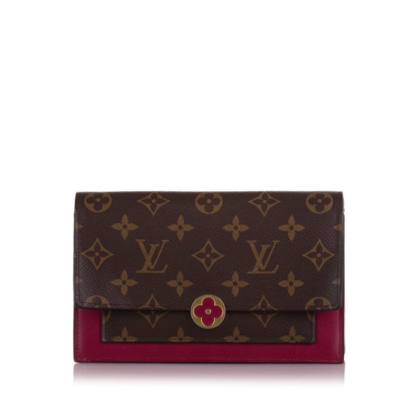 Brown Louis Vuitton Monogram Flore Wallet On Chain For Sale