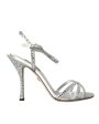 Dolce & Gabbana  Crystal Embellished Satin Sandals Silver Online Sale