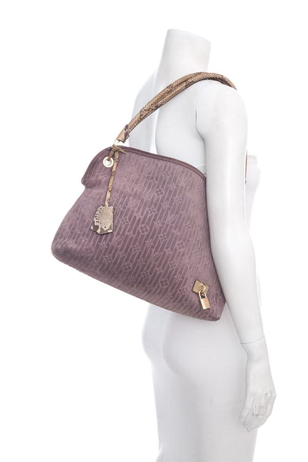 Louis Vuitton 2008 Python Trimmed Suede Whisper Handbag Discount