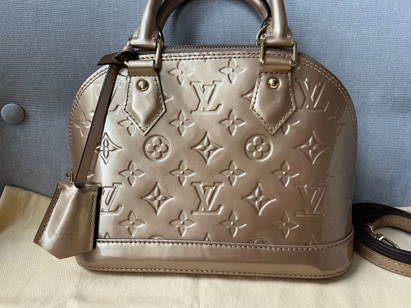 Louis Vuitton Alma Gold Vernis Patent Leather Fashion