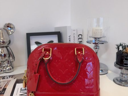 Louis Vuitton Alma BB Red Patent Leather Handbag Medium Size For Sale