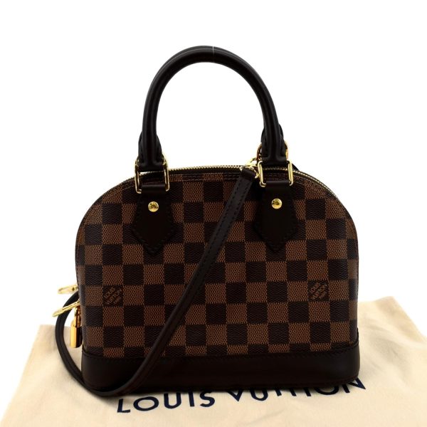 LOUIS VUITTON Alma BB Damier Ebene Satchel Crossbody Bag Brown Cheap