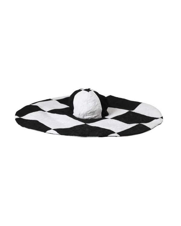 Dolce & Gabbana  Checkerboard Sun Hat Black White For Discount