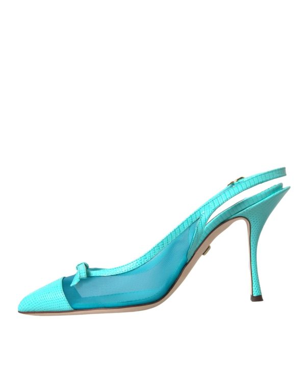 Dolce & Gabbana  Turquoise Kitten Heel Slingback Pumps For Discount