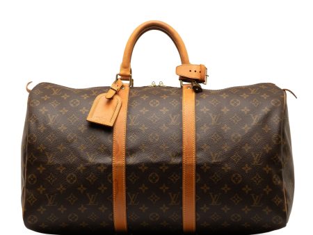 Brown Louis Vuitton Monogram Keepall 50 Travel Bag For Discount