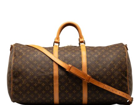 Brown Louis Vuitton Monogram Keepall Bandouliere 60 Travel Bag Online