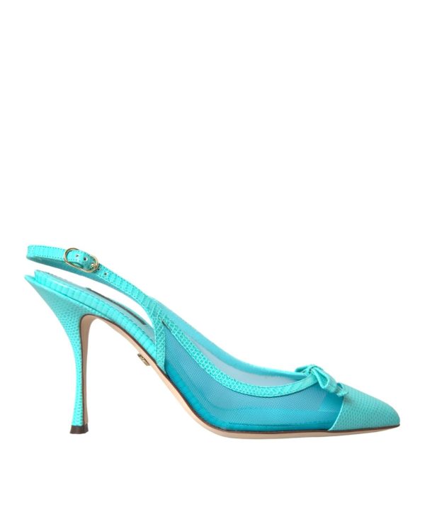 Dolce & Gabbana  Turquoise Kitten Heel Slingback Pumps For Discount