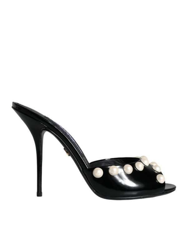 Dolce & Gabbana  Pearl Heel Mules Black Online now