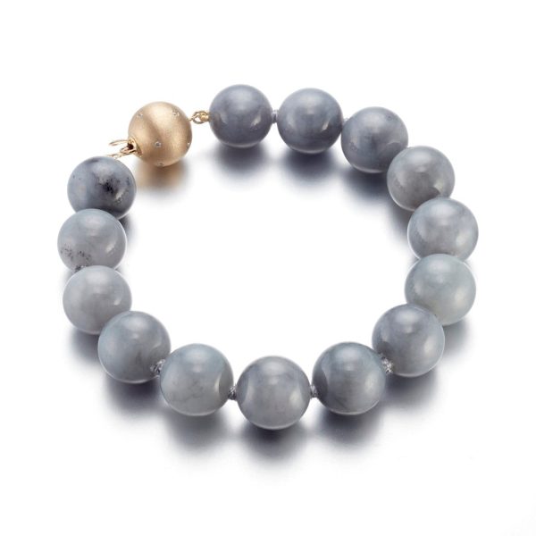 12mm Gray Jade Bead Bracelet Discount