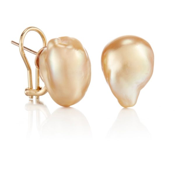 Golden Baroque South Sea Pearl Earrings Cheap