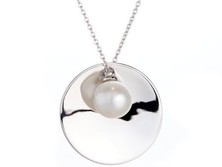 Pearl & Diamond Silver Disc Necklace Fashion