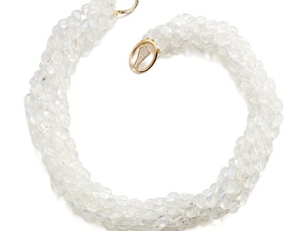 8-Strand Moonstone Twist Necklace with Diamond Clasp Hot on Sale