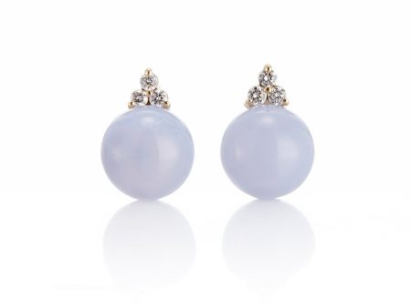 Madison Earrings in Blue Lace Agate & Diamonds Fashion